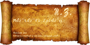 Mátéfi Zalán névjegykártya